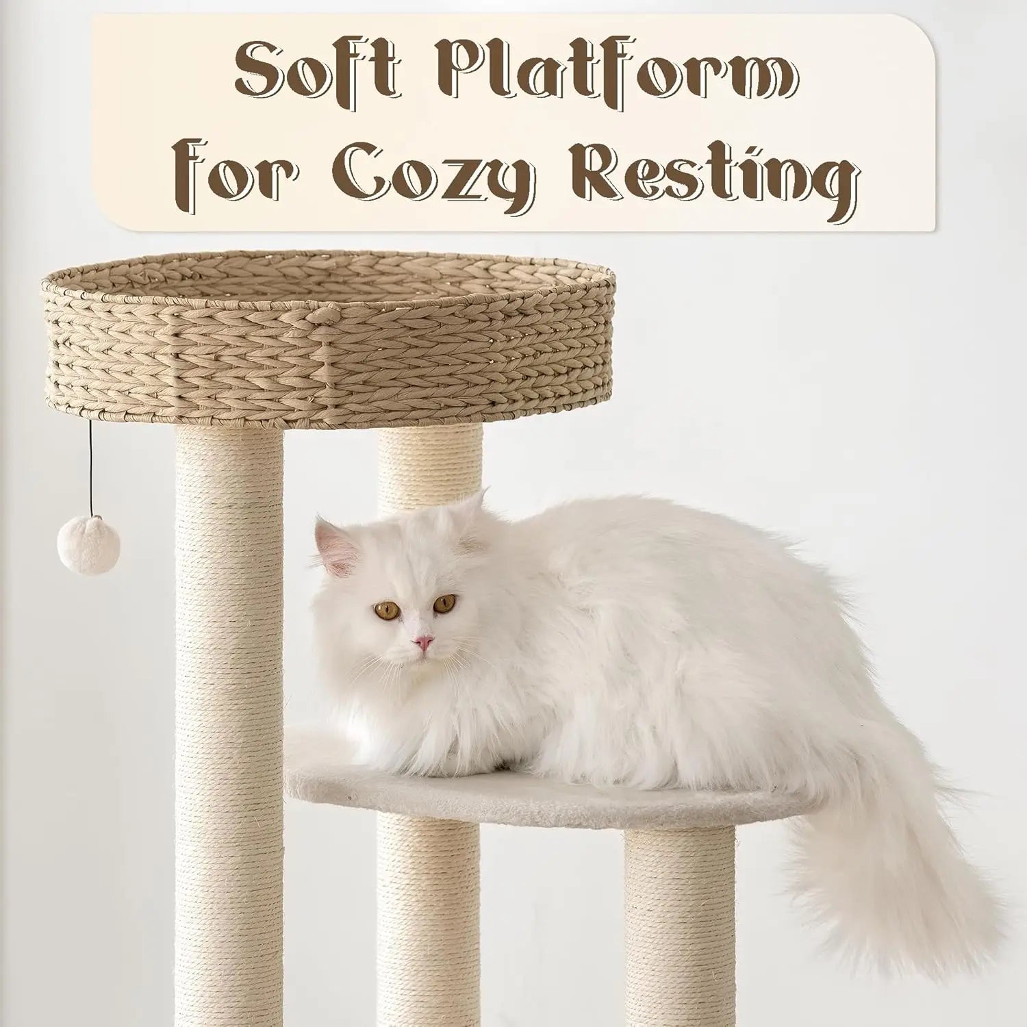 Indoor Cat Tree for Kittens, Natural Sisal, Hand - Woven Condo, 39\