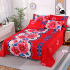 3pcs/Set Home Textile Bed Sheet Set with Pillowcases Cotton Material Lovers Room Bedding Room Flat Sheet