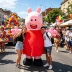 2M Pink Piggy Inflatable Costume Mascot Parade Adult Character Cosplay Animal Birthday Halloween Party Event Plush Set
