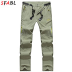 SFABL 5XL Summer Quick Dry Hiking Pants Men Stretch Waterproof Tactical Pants Zipper Pockets Trousers Lightweight Fishing Pants