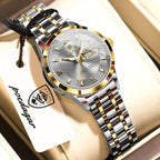POEDAGAR Luxury Fashion Woman Watch Luminous Waterproof Stainless Steel Ladies Wristwatch Quartz Week Date Elegant Woman's Watches Male Reloj