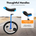 16 Inch Unicycle Outdoor One Wheel Bike Height Adjustable 28-32in 110lbs Capacity Manganese Steel for Balance Training Fitness