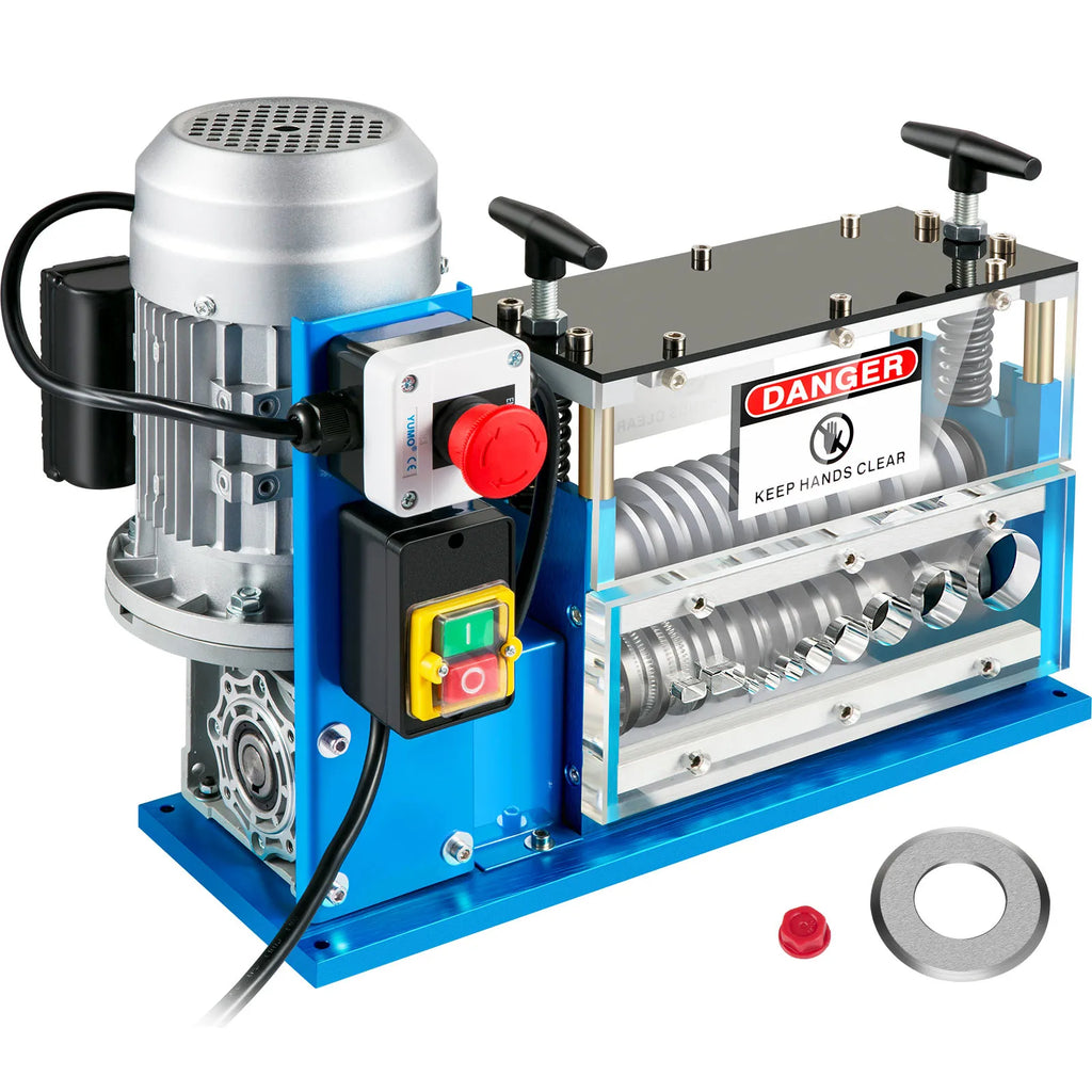 SucceBuy Electric Wire Stripping Machine Cable Stripper 1.5-38mm 11 Channels Acrylic+Aluminum W/Blade for Scrap Copper Recycling