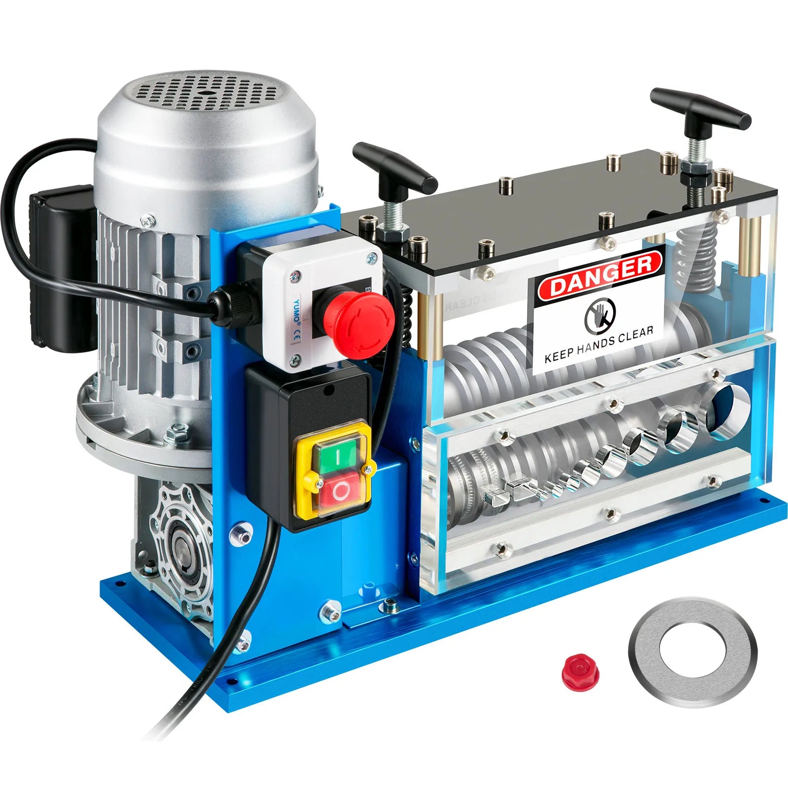 SucceBuy Electric Wire Stripping Machine Cable Stripper 1.5-38mm 11 Channels Acrylic+Aluminum W/Blade for Scrap Copper Recycling