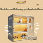 Indoor Large Cat Enclosure with Litter Box and Transparent Door (105x45x70cm)
