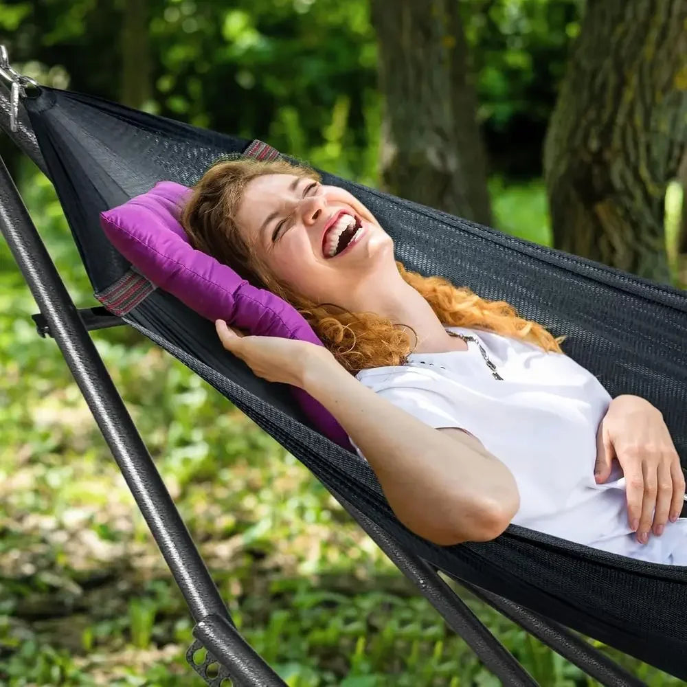 Durable 600 lbs Capacity Hammock with Stand, 20s Set Up, 3-Year Warranty, 2-Person Portable Camping Hammock, No Screws, Premium