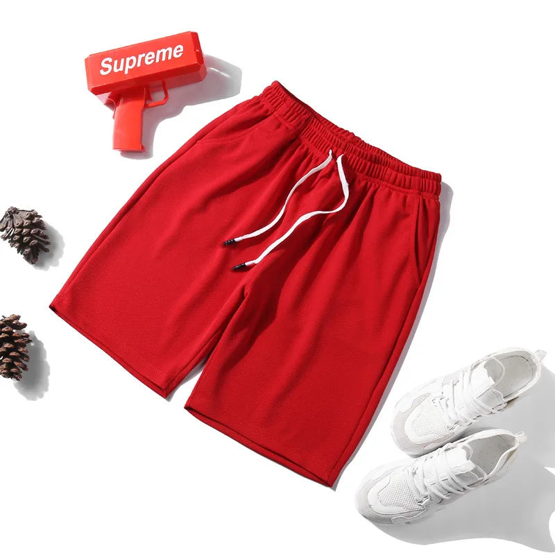 Running Shorts Summer Men Casual Solid Drawstring Short Pants Smooth Polyester Breathable Light Surfing Seaside Resort Swim Sports Pants
