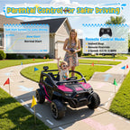 Joyracer 24V 4WD Kids Ride-On UTV, 4-Wheel Shock Absorption, Key Start, Slow Start, Music And LED Lights, 60-80 Mins Ride Time