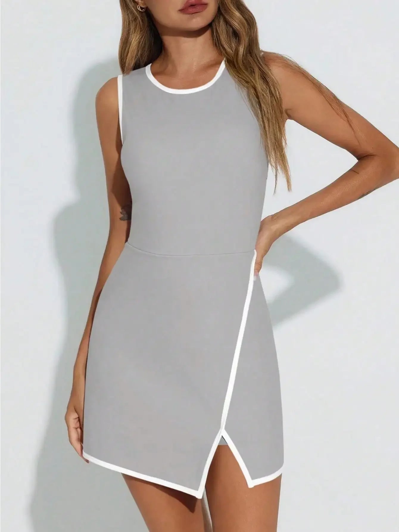 Women's Tennis Dress With Built-In Shorts & Pockets, Sleeveless Athletic Mini Dress With Bra, Golf Sports Dress