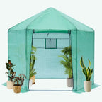 Step in hexagonal greenhouse -9.2 * 8.1 feet, upgraded and reinforced frame, thickened waterproof and thermal insulation layer