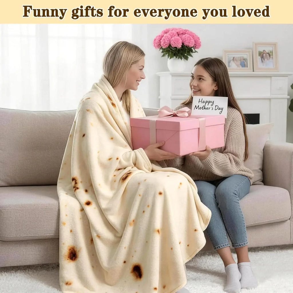 Giant Tortilla Throw Blanket 71 Inches for Adults Kids, Realistic Flannel Food Blanket Funny Gifts for Women Men