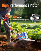 TaskStar Cordless Electric Tiller Garden Cultivator Lightweight Soil Digger Garden Weeding Rotavator Fit Makita 18V Battery Pin