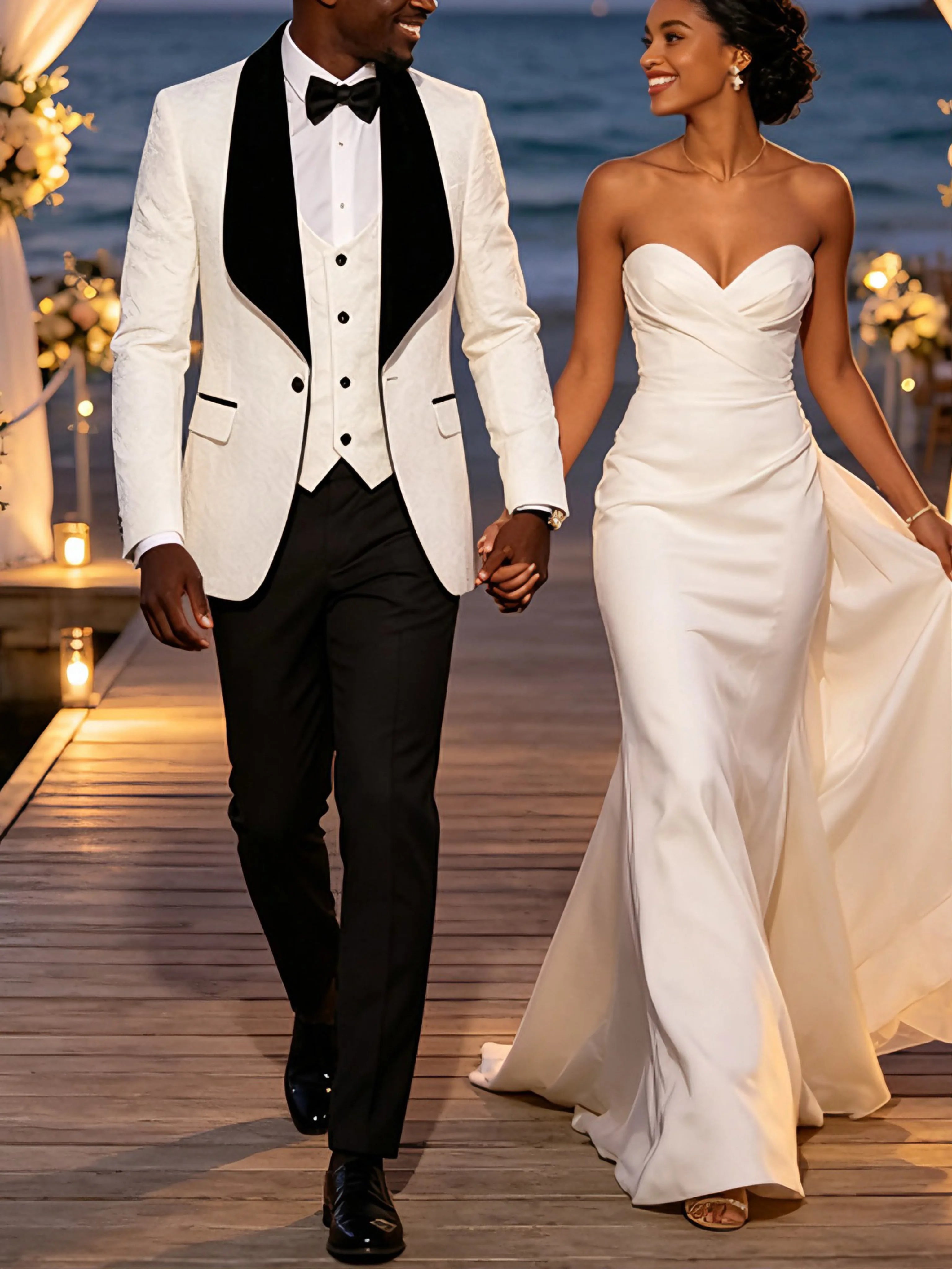 Men Light Blue Jacquard Tuxedo 3 Piece Suit Shawl Black Lapel Slim Fit Blazer Vest Pants Set Wedding Groom Prom Dinner Party Formal Mens Suit