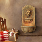 29.5 Tall Large Tiered Outdoor/Indoor Stone Wall Fountain with LED Light and Water Feature for Garden, Patio, Yard