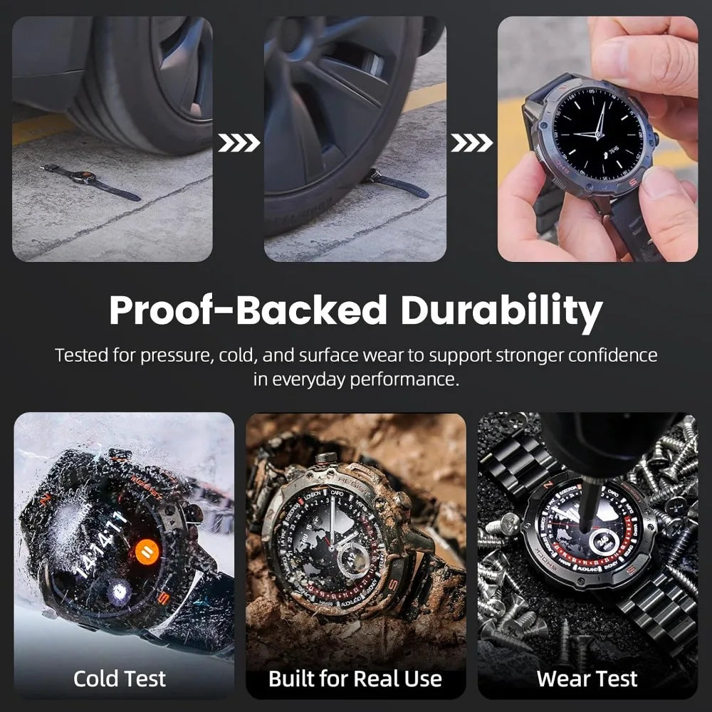 Rugged Smartwatch for Men: Waterproof, 170+ Modes, Fitness Tracker with Metal Band