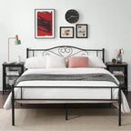 Twin Full Queen Metal Bed Frame With Headboard 1800lbs NoiseFree Steel Platform, 13 Underbed Storage Industrial Chic Design, No