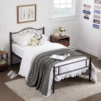 Twin Full Queen Metal Bed Frame With Headboard 1800lbs NoiseFree Steel Platform, 13 Underbed Storage Industrial Chic Design, No