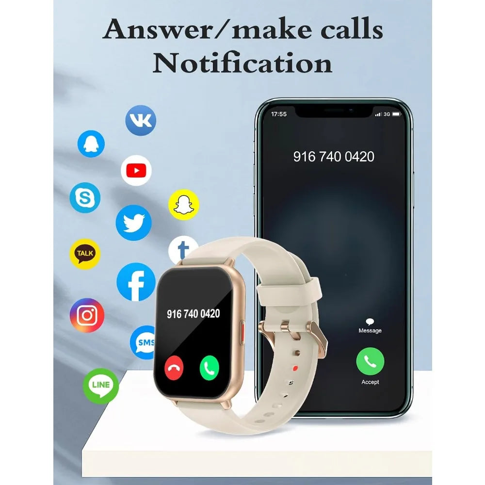 Smart Watches for Men and Women with 2 Bands, 1.8" Display, Fitness Tracker, Waterproof White
