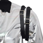A person named Michael imitates costumes cosplay costumes performance costum silver leather jackets Halloween stage costum