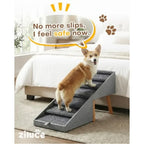 Dog Ramp for Bed Couch: Wooden, Brown, Foldable 2-in-1 Split Ottoman Design with No-Slip Surface for Large/Medium/Small Dogs