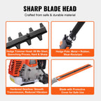 SucceBuy 43CC 6-in-1Multi-Functional Trimming Tools Gas Hedge Trimmer Weed Eater String Trimmer Brush Cutter Edger Pole Chainsaw
