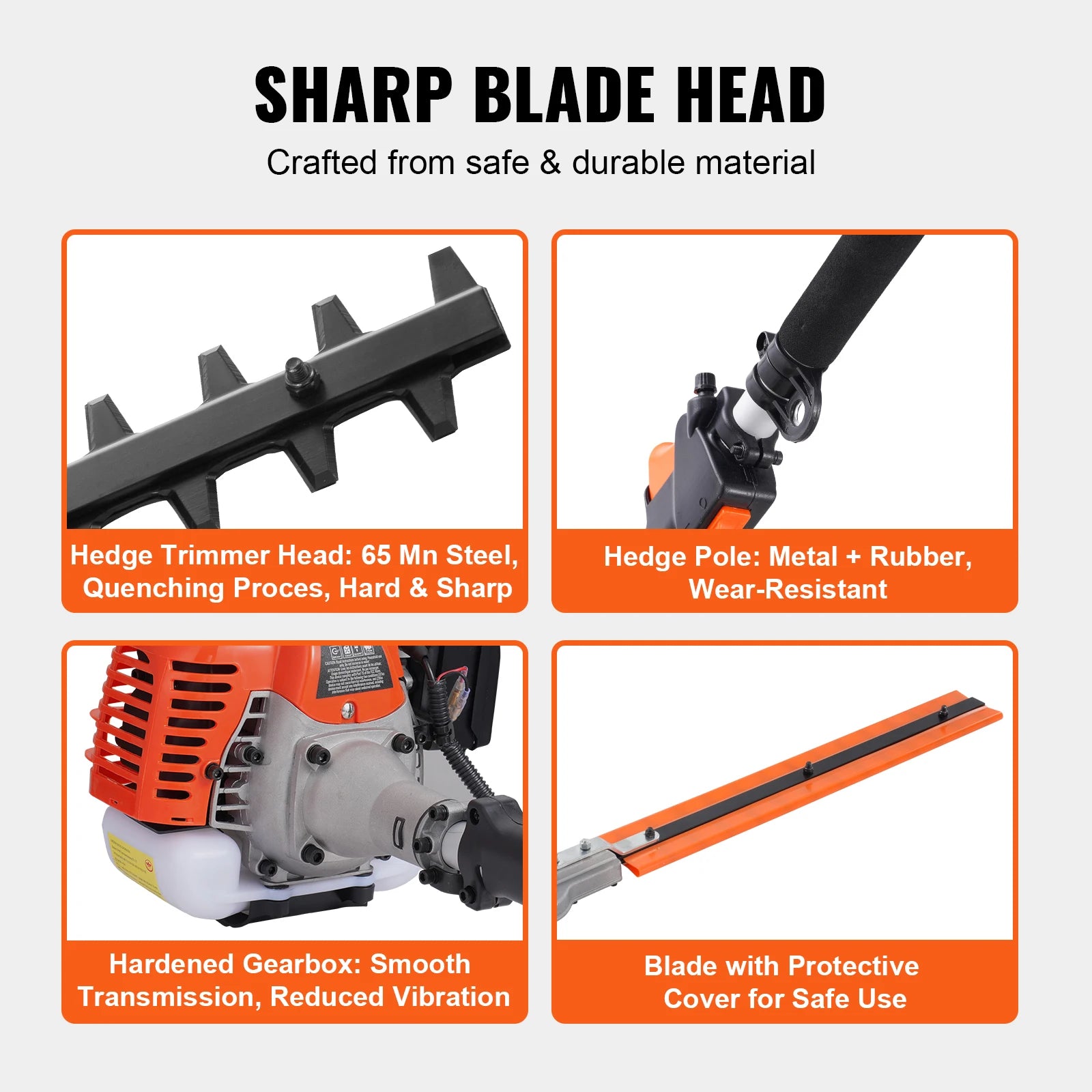 SucceBuy 43CC 6-in-1Multi-Functional Trimming Tools Gas Hedge Trimmer Weed Eater String Trimmer Brush Cutter Edger Pole Chainsaw