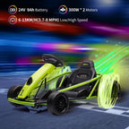 24V Electric Ride-On Go Kart for Kids – Dual 300W Motors, 8MPH High-Speed Drifting, Slow Start, Music & Horn, Max Load 175lbs, Outdoor Four-Wheel Racing Toy, Gift for Ages 8-12