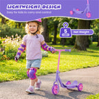 3-Wheel Toddler Scooter with LED Light-Up Wheels for Beginners Age 2+