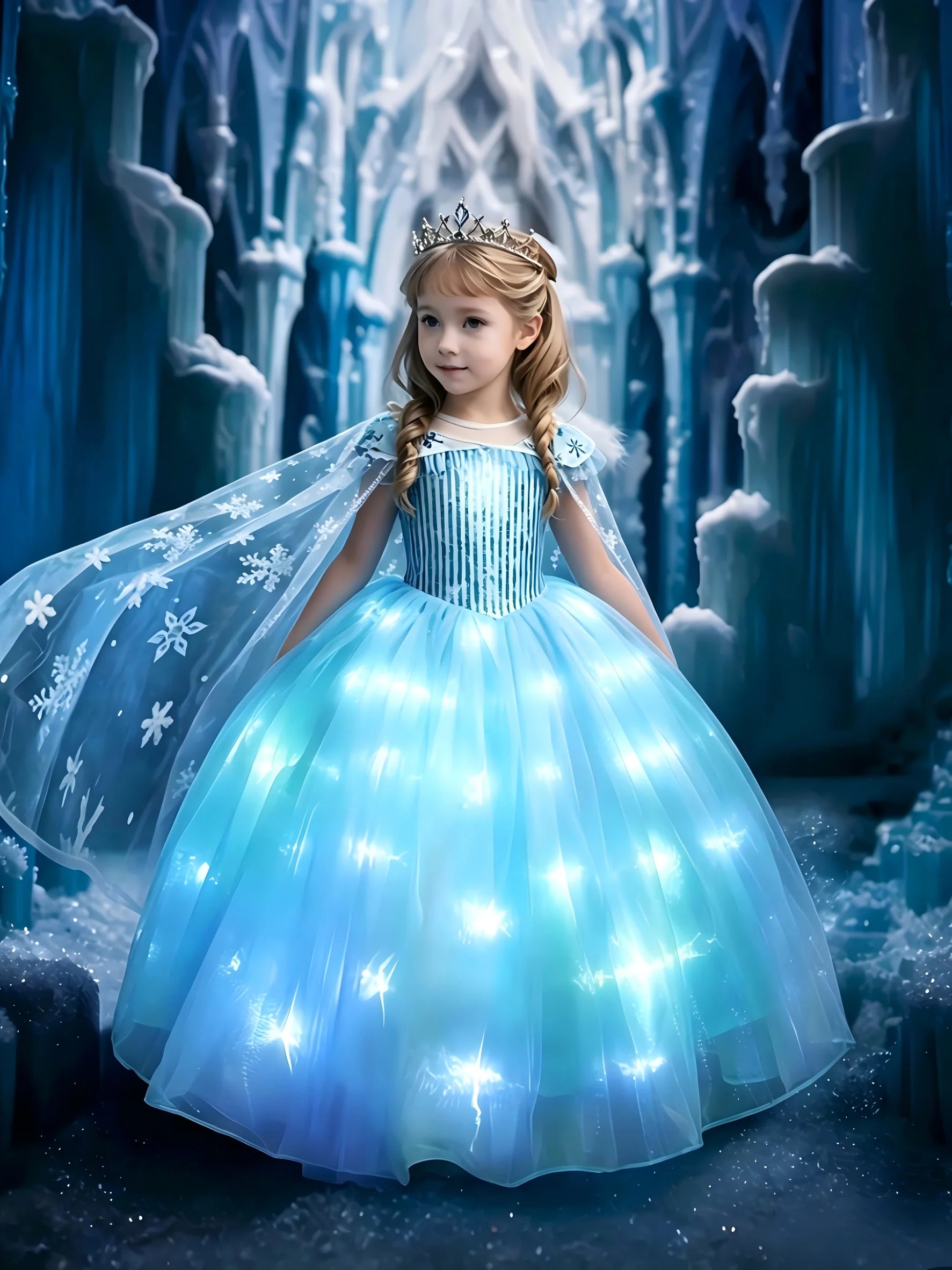 LED Princess Ball Gown Glowin Rapunzel Costume for Girls Tangled Rapunzel Frock Light up Cosplay Dress Christmas Toddler Girl
