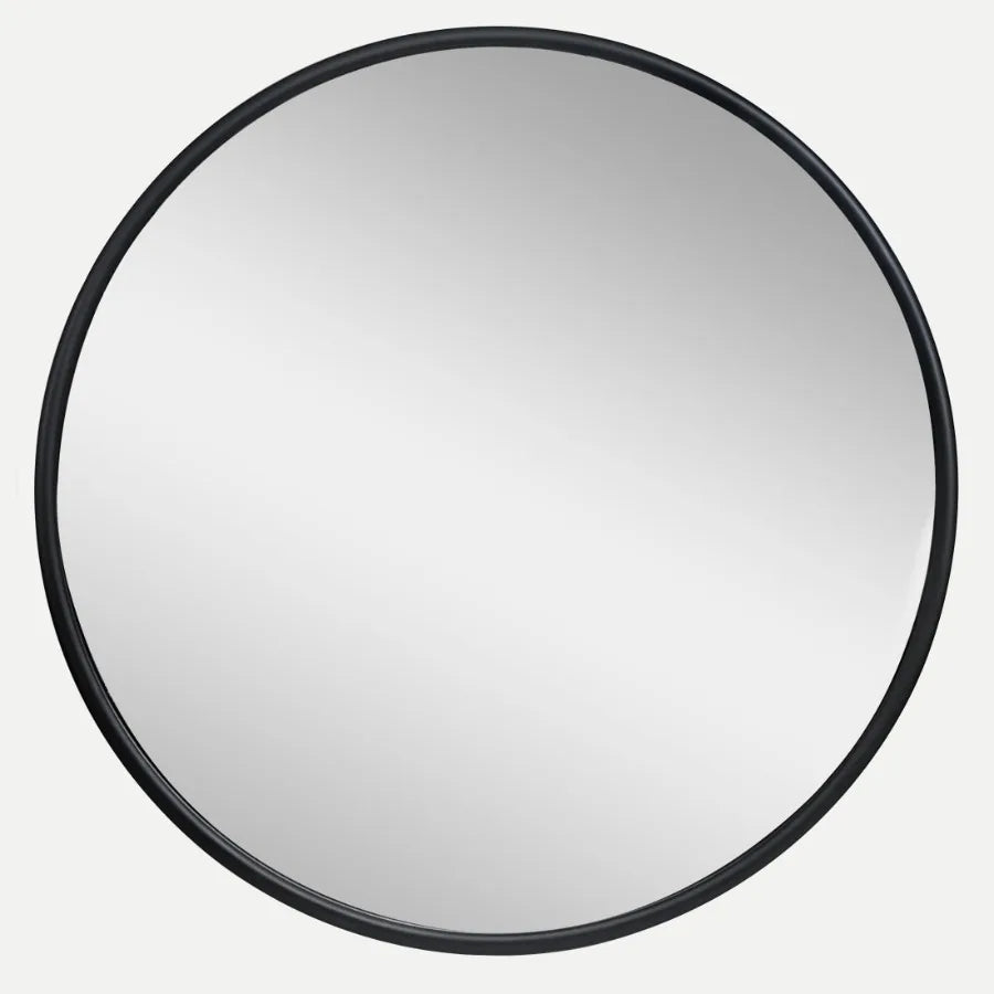 18-Inch Black Round Decorative Wall Mirror for Bathroom or Living Room
