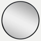 18-Inch Black Round Decorative Wall Mirror for Bathroom or Living Room