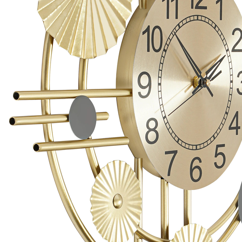 Metal Wall Clock, Luxury Decorative Art Clock, Battery Powered Round Wall Decor Silent Clocks 17.72*30.71in for Home Living Room Bedroom Kitchen Office Decor