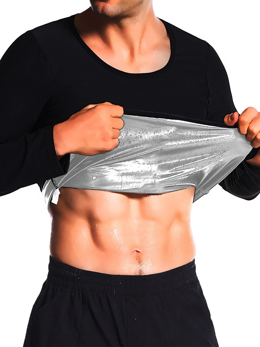 1pc Sauna Shirt For Men Long Sleeve Sweat Body Shaper Top T-Shirt Body Shaper Shirts For Workout Sports Exercise