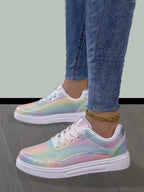 Sequin Rainbow Shiny Casual Sneakers Street Style Party Wedding Fashion Shoes For Women