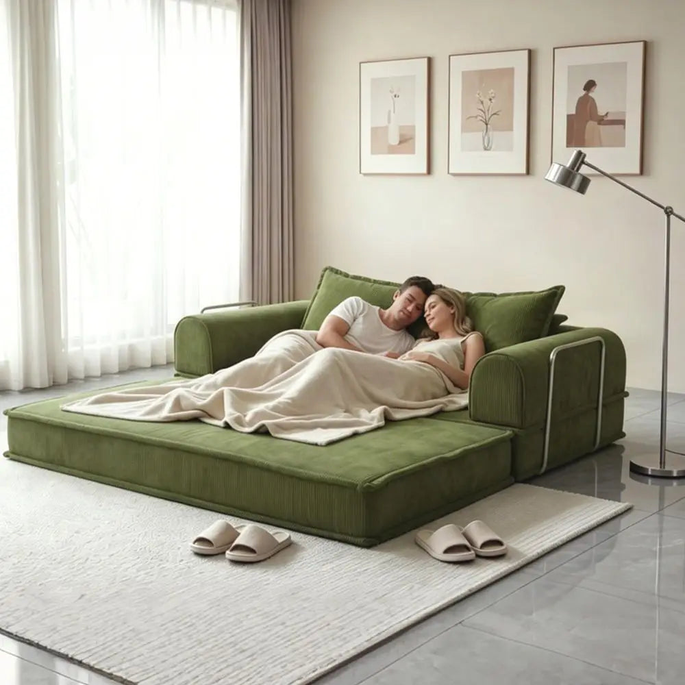 Queen Corner Bed Frame with Storage and Bookcase Headboard, Daybed with LED Light and Charging Station, Queen Size Metal Platfo