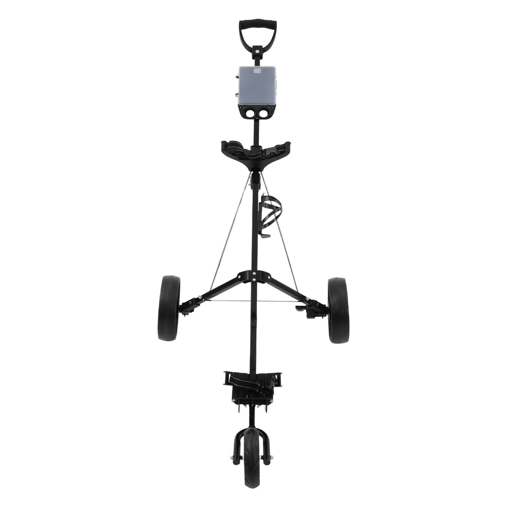 Golf Trolley, 3 Wheel Golf Push Cart, Folding Golf Cart, Heavy Duty Aluminum Frame, 44 lbs Load Capacity, Quick Fold, EVA Wheels, Foot Brake, Cup Holder, Scorecard