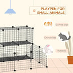 Customizable 2-Tier Metal Small Animal Playpen with Removable Mats, Ideal for Guinea Pigs, Rabbits, and Chinchillas
