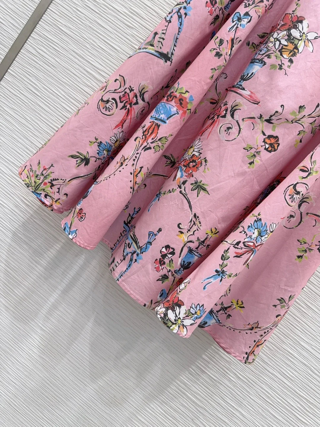 Women Pure Cotton Poplin Printed Big Swing Skirt Elegant Versatile Casual Midi Skirt