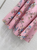 Women Pure Cotton Poplin Printed Big Swing Skirt Elegant Versatile Casual Midi Skirt