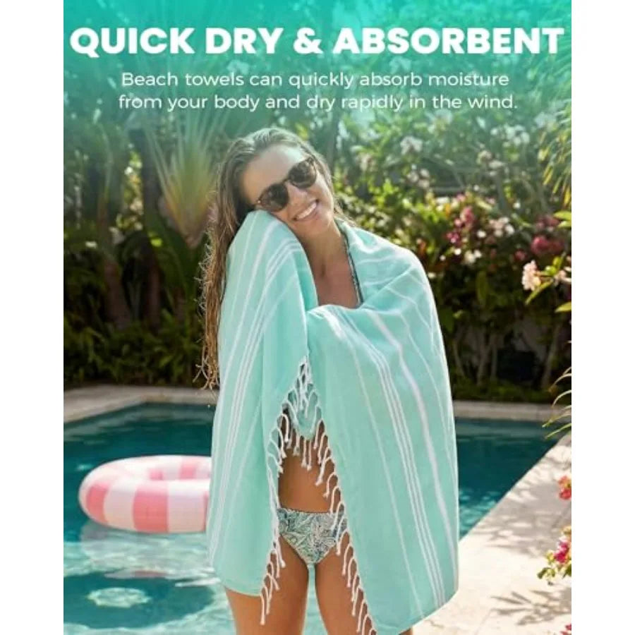 Turkish Beach Towels Vacation Essentials Quick Dry Sand Free Oversized Bath Pool Swim Towel Extra Large XL Blanket Adult Travel