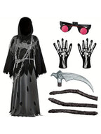 Halloween Costume Glowing Eyes Grim Reaper Costume for Kids 5-12 years Boys Halloween Dress-up Party