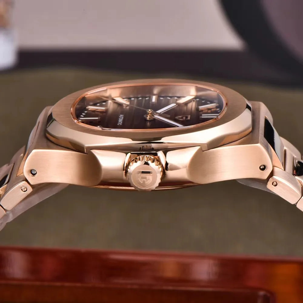 2026 New PAGANI DESIGN Rose Gold Retro Men's Watches Luxury Mechanical Wristwatch Automatic Watch For Men AR Sapphire Waterproof Luminous