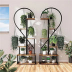 Double-Tiered Heart-Shaped Plant Stand with 20 Pots, Ladder Style Hanging Rack for Garden Display