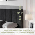 Twin Bed Frame with Adjustable Upholstered Headboard, Linen Fabric Platform Bed with Heavy Duty Wood Slats, Noise-Free,, Custom
