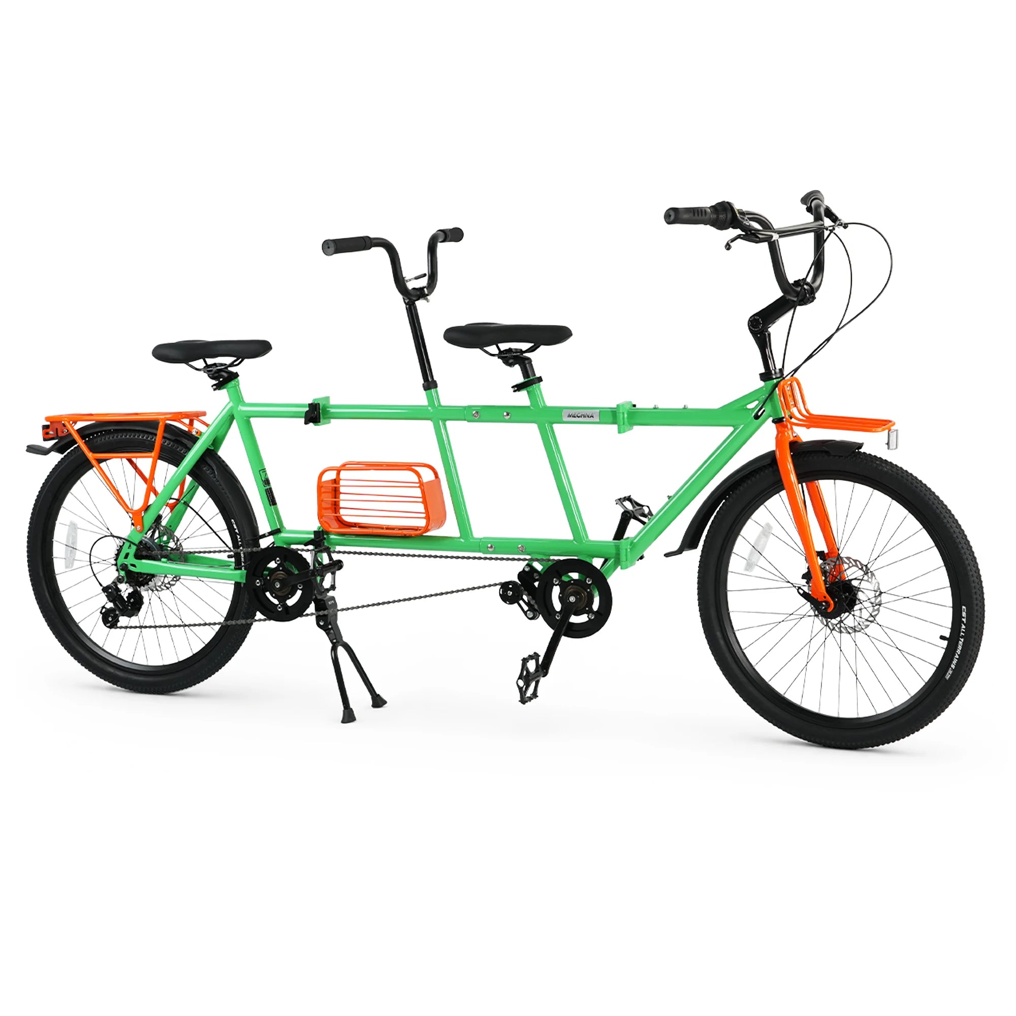 ZUKKA 24" Tandem Bike Double Rider Bicycle All Terrain Tire with Basket Rack for Couple Family Outdoor Cycling