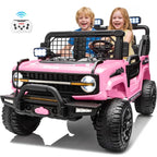 2 Seater 24V Kids Electric Ride On Off-Road Truck with Remote Control Bluetooth LED Lights, 2-Seat Ride On Vehicle Toy for Kids Boys Girls Gift