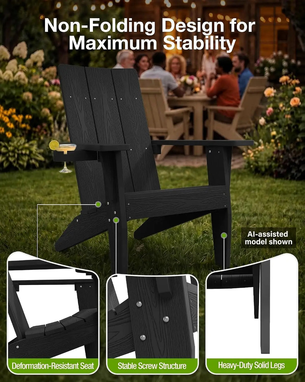 Adirondack Chairs Set of 2 Outdoor: 450lb Capacity&33in Tall Backrest Oversized Modern Adirondack Chairs -, Customized