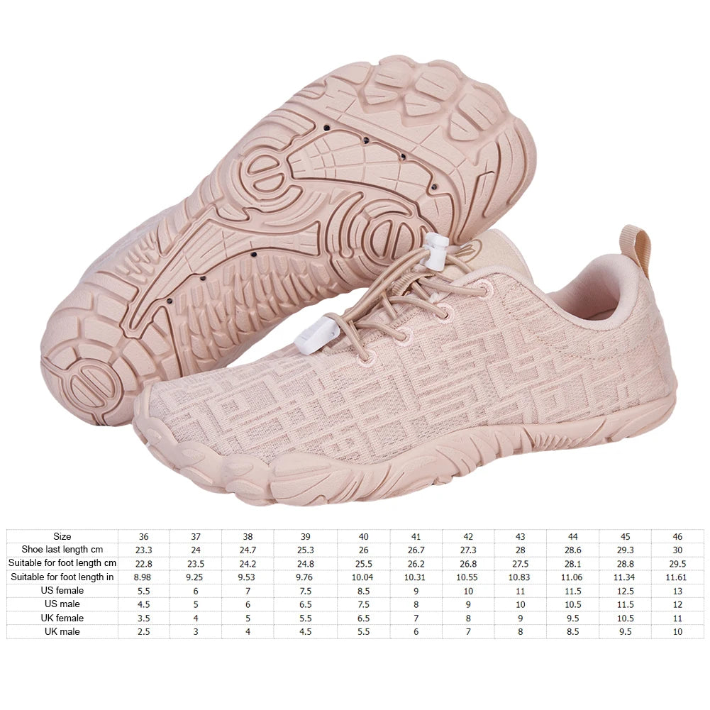 Unisex Water Shoes Barefoot Beach Shoes Breathable Gym Sneakers for Water Sports (Apricot 39)