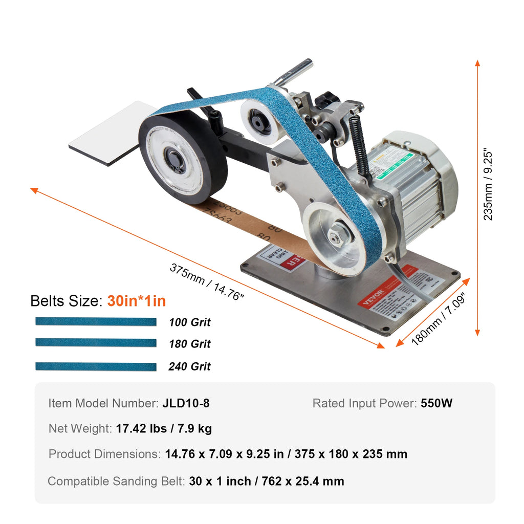 SucceBuy Belt Grinder Sander 30 x1-Inch Variable Speed Belt Polisher W/VFD 550W Grinding Polishing for Metalworking Knife Making