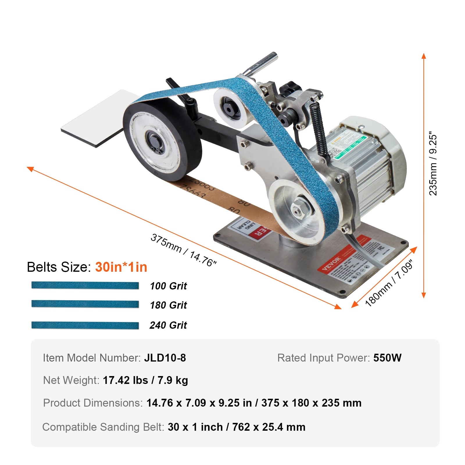 SucceBuy Belt Grinder Sander 30 x1-Inch Variable Speed Belt Polisher W/VFD 550W Grinding Polishing for Metalworking Knife Making